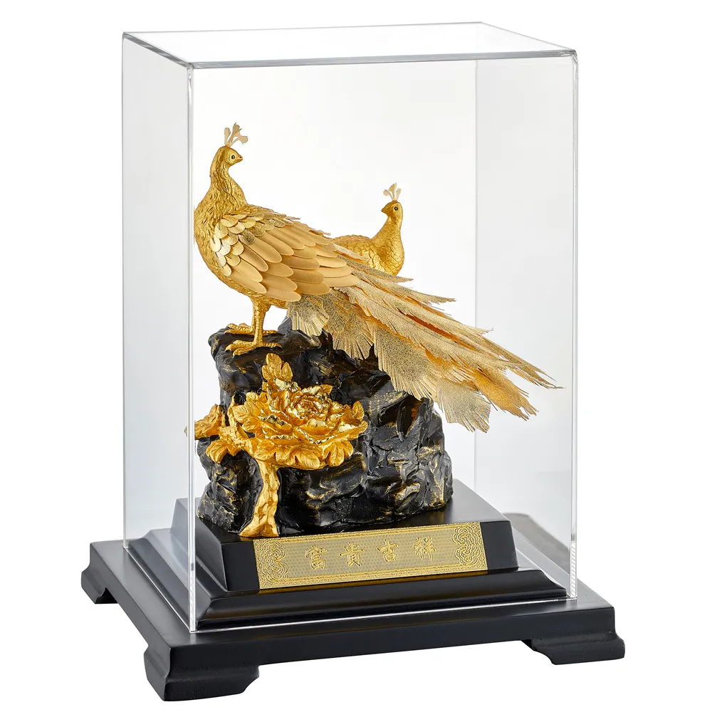 【開運陶源】招財純金箔禮品 小櫥窗 雞 鳳凰(天賜良緣 鳳凰于飛 富貴吉祥)
