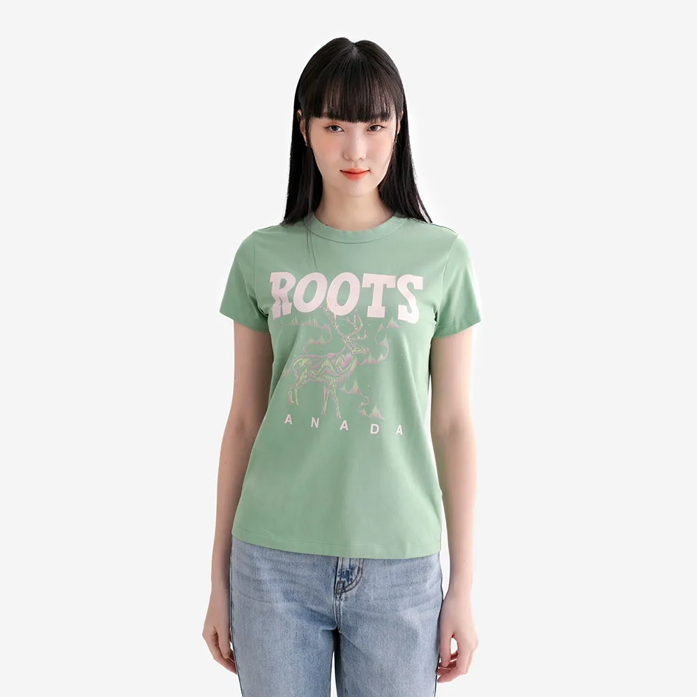 【Roots】Roots女裝- AURORA ANIMAL CLASSIC 短袖上衣(羅勒綠)