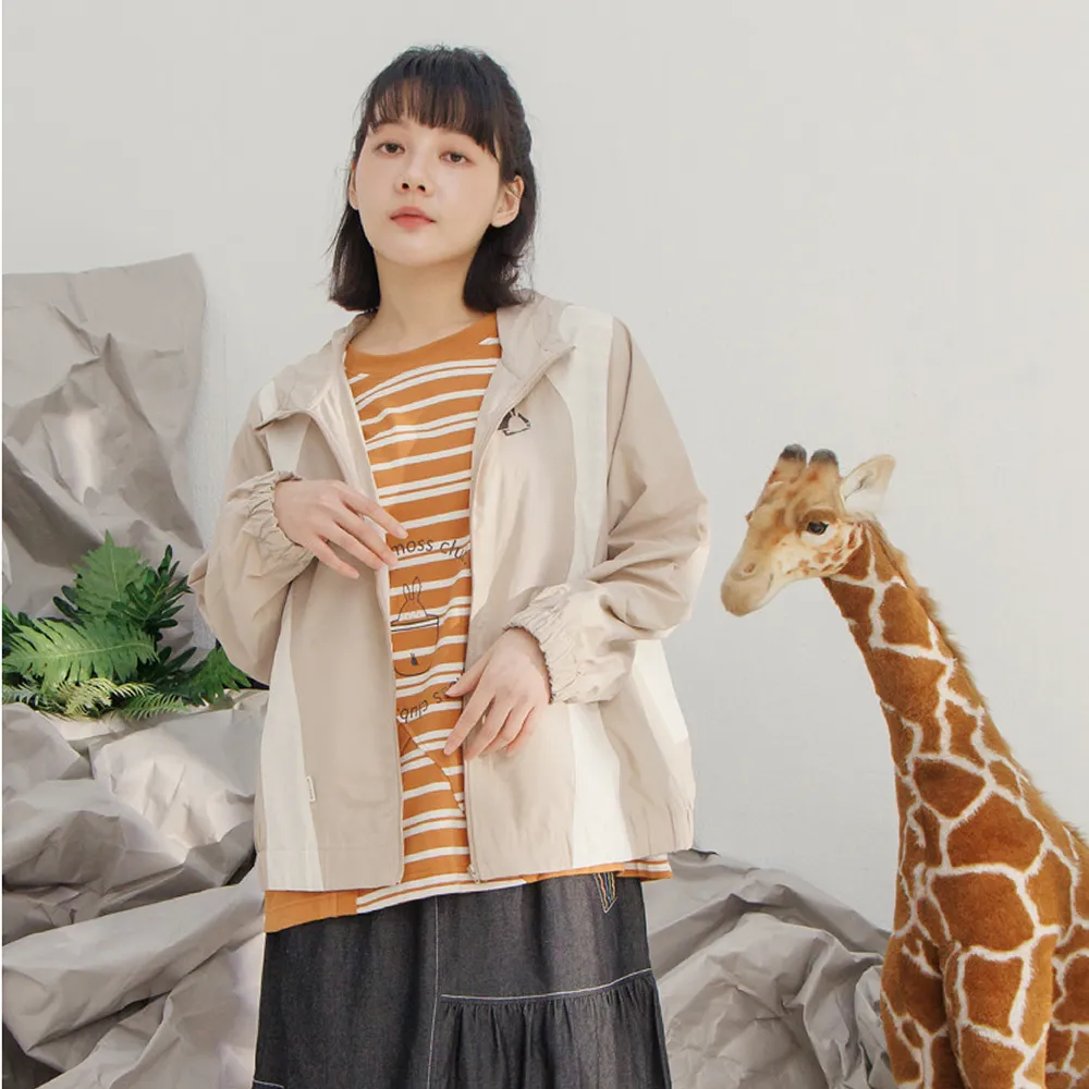 【MOSS CLUB】戶外休閒剪接下襬收口外套(綠 杏/魅力商品)