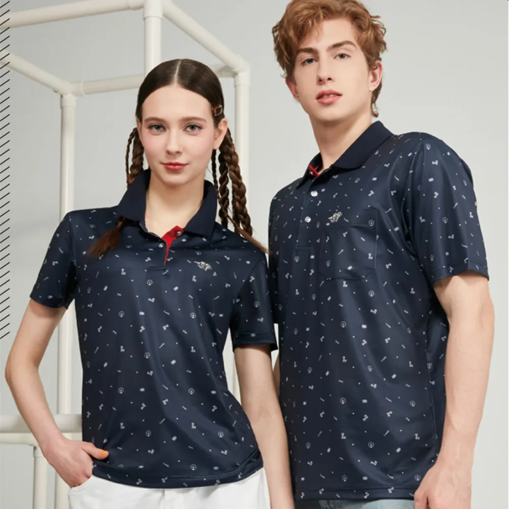 【Londa POLO】PK四角網眼印花女短袖POLO衫(P257208丈青)