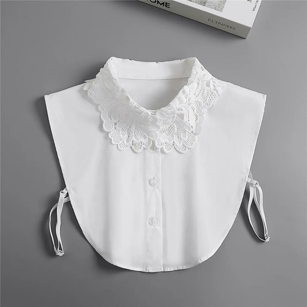 【米蘭精品】極速出貨 假領子襯衫領片(蕾絲鏤空翻領棉質女裝配件74ko23)