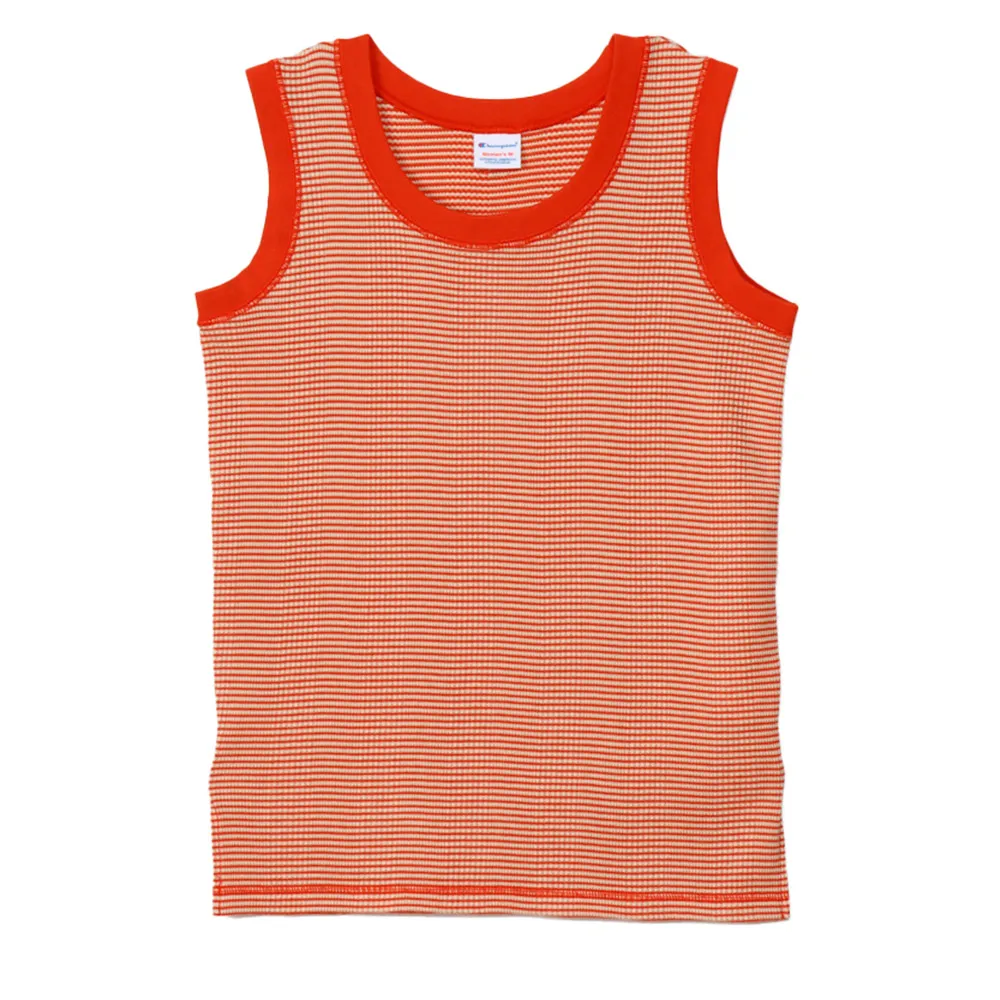 【Champion】官方直營 女款-CASUAL 條紋坦克背心-橘色(CW-Z323-840)