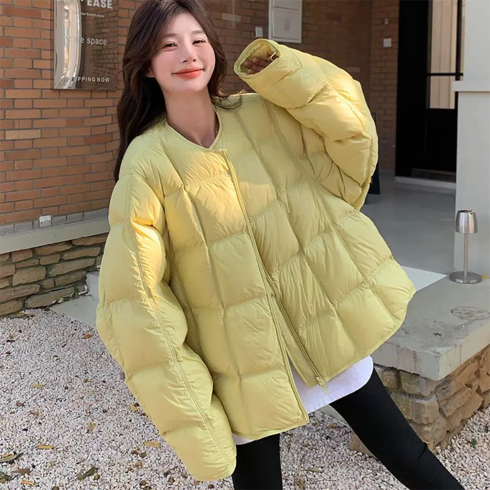【巴黎精品】頂級真羽絨外套90%鴨絨羽絨衣秋冬外套上衣大碼休閒女裝(高級感短款麵包服3色n1lr26)