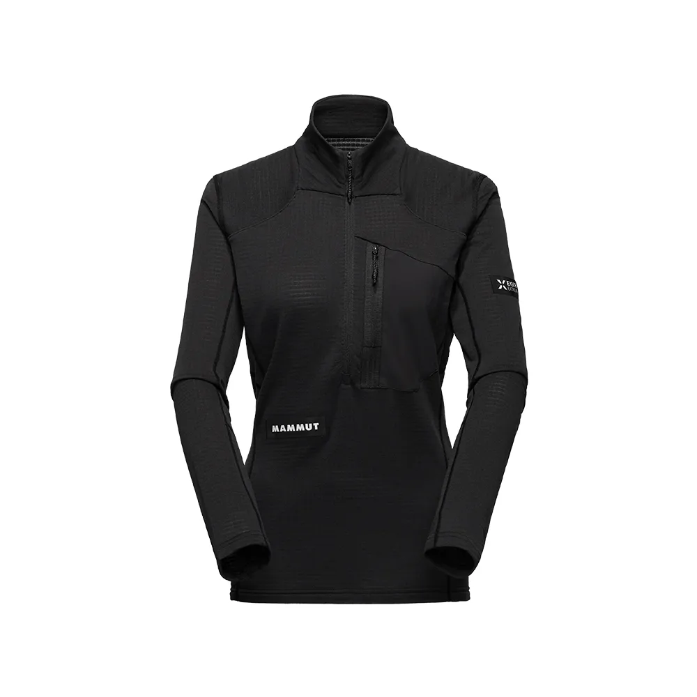 【Mammut 長毛象】Eiger Nordwand Advanced FL 極限艾格立領保暖半拉排汗衣 黑色 女款 #1016-01780